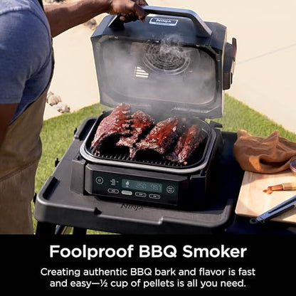 Ninja Woodfire Outdoor Grill & Smoker, 4-in-1 Functionality, Grill, Smoke, Bake, Roast, Authentic Woodfire Flavors, Electric Heat, OG301