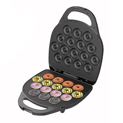 Mini donut maker, 1400w donut maker, can make 16 donuts, double-sided heating, non-stick pan, suitable for family gatherings, dessert making for couples, dessert shop black