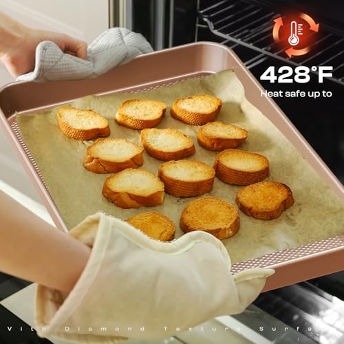 Slow Slog Baking Pans Set 8-Piece Bakeware Sets, Baking Sets for Cooking Nonstick Oven Pan Set, Baking Sheet Set, Cookie Sheets for Baking, Muffin Pan, Cookie Sheets (Ceramic Coated Gold)