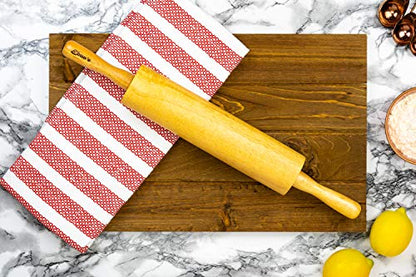 Ebuns Rolling Pin for Baking Pizza Dough, Pie & Cookie - Classic Essential Kitchen utensil tools gift ideas for bakers - Traditional Pins 10" inch Barrel