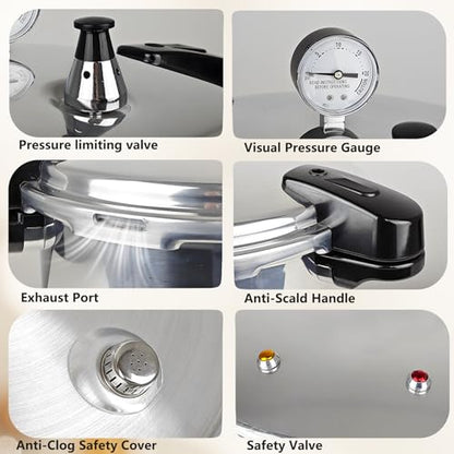 24 Quart Pressure Canner with Gauge & 9-Piece Canning Supplies Starter Kit – Extra Large Aluminum Pressure Cooker for Canning, Induction Compatible, Safe Home Food Preservation