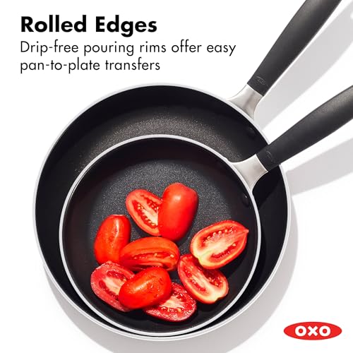 OXO Nonstick 8” and 10” Frying Pan Set, PFAS-Free Ceramic Skillets, Dishwasher & Oven Safe, Stay-Cool Silicone Handle