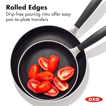 OXO Nonstick 8” and 10” Frying Pan Set, PFAS-Free Ceramic Skillets, Dishwasher & Oven Safe, Stay-Cool Silicone Handle
