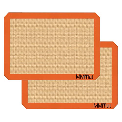 MMmat Silicone Baking Mat - Best German Silicone - Non Slip Silicone Baking Sheet, Non Stick Reusable Silicone Mats for Baking, Oven Liner, Counter Mat - Half Sheet Baking Mat, Set of 2