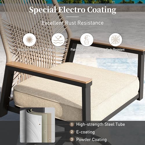 SUNSHINE VALLEY 9pc Patio Dining Set, 83" Metal Table & 8 Rattan Chairs