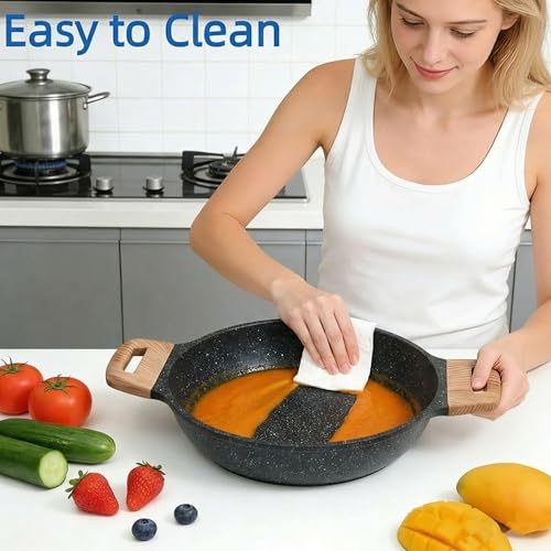 Simple Deluxe 25Pcs Ceramic Cookware Set, Nonstick & Non-Toxic Healthy Pots and Pans, Heat-Resistant Handles, Induction Cookware Sets with Frying Pans, Black