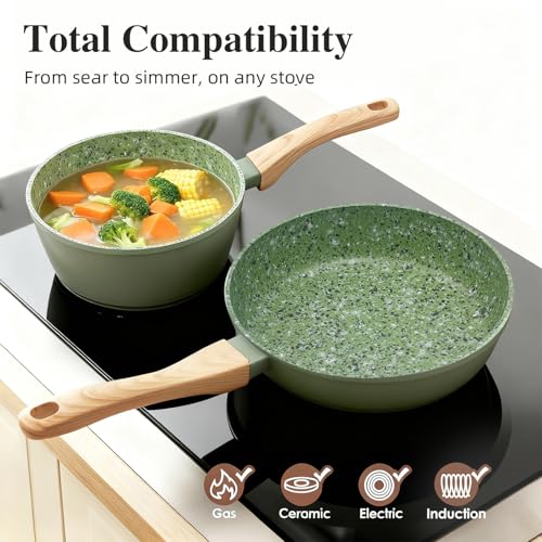2-Piece Nonstick Cookware Set: 10.25" Egg Pan & 1.4QT Saucepan | 100% Non-Toxic (PFAS/PFOA Free), Dishwasher Safe | The Ultimate Space-Saver for Studio, Dorm & First Apartment