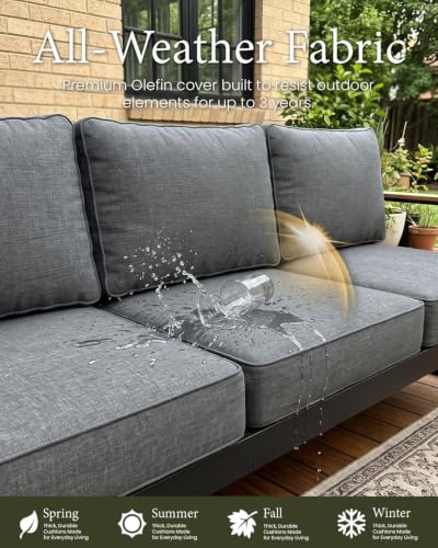 LayinSun 7 Piece Aluminum Outdoor Furniture Set with Fire Pit Table