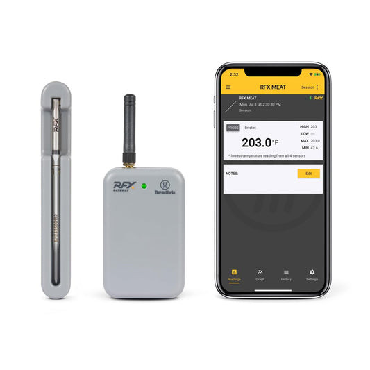 ThermoWorks RFX | Smart Wireless Meat Thermometer | Wi-Fi & Radio Frequency | Stronger Signal Than Bluetooth | Meat Probe for Use in Smoker, Grill, BBQ, Oven - 1-Probe Kit