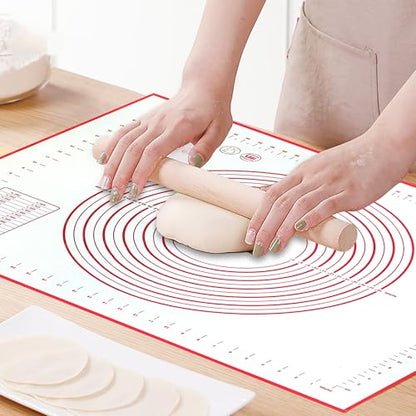 Silicone Baking Mat Super Large, 32x24 inch Silicone Pastry Non Stick Kneading Mat with Cable Ties and Dough Scraper, Measurement Food Grade Silicone Mat for Rolling Dough