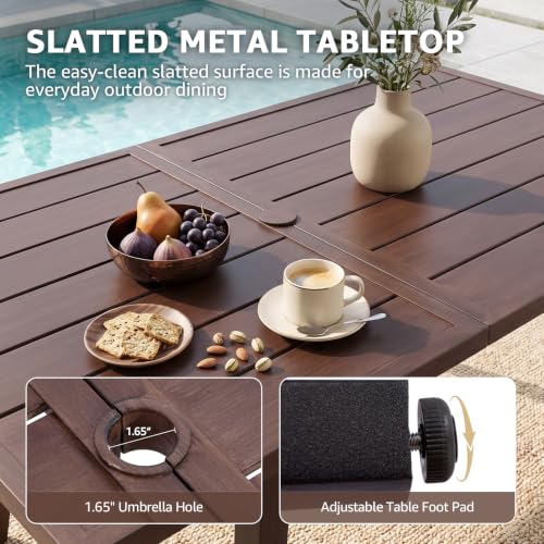 7 Pcs Outdoor Dining Set for 6, Cushioned Chairs & Table with Umbrella Hole
