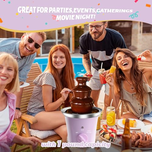 MINI Chocolate Fountain Machine Small Electric Chocolate Fondue Fountain Machine for Party for Candy Butter Cheese (Purple)