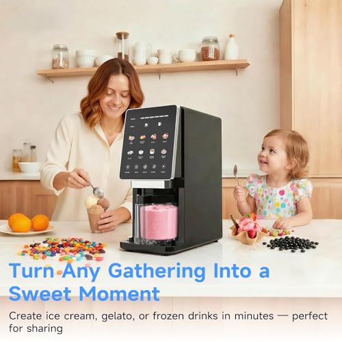 KIKIELF Ice Cream Maker & 10-in-1 Frozen Treat Maker, 20 oz 1 Pint, Mix-In + Re-Spin for Creamy Texture, Gelato, Sorbet, Slushie, Frozen Yogurt & Smoothie Bowls Machine for Homemade, Recipe Guide