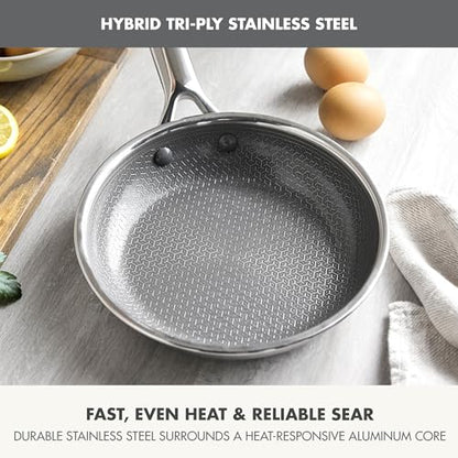 GreenPan Hybrid 8” Nonstick Stainless Steel Frying Pan, APEX Tri-Ply Thermobond PFAS-Free Ceramic Skillet, Induction & All Cooktop Compatible, Oven Temp to 850°F, Dishwasher Safe, Silver