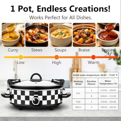 2.5QT Oval Small Slow Cooker, Glass Lid with Lid Clip, Adjustable Temp