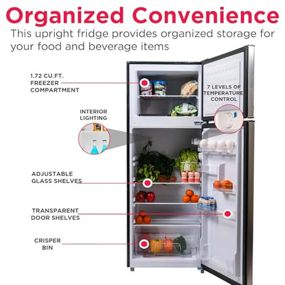 Frigidaire, 2 Door Apartment Size Refrigerator/Freezer Combo, 7.5 cu ft, Platinum Series, Stainless, 23" D x 21.5" W x 55.5" H
