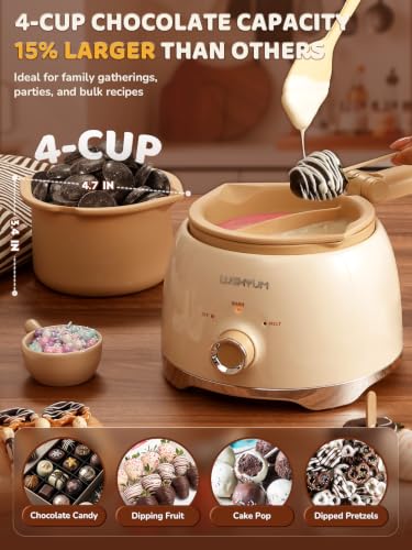 LUSHYUM Electric Chocolate Melting Pot, 4-Cup Chocolate, 2 Insert Pots