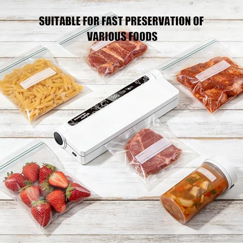 Vacuum Sealer For Food, 75KPA Strong Suction for Dry & Wet Food Preservation, 210mm Sealing Width with LED Digital Timer & Indicator, Countertop Food Sealer Includes 40 Bags for Home Kitchen