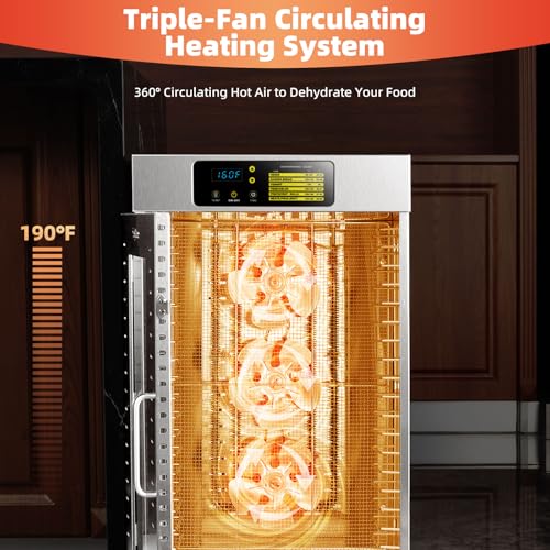 Septree Commercial Food Dehydrator 18 Trays, 2000W Large Capacity 34.42ft² Food Dryer Machine for Jerky, Meat, Fruit, Herbs, Full Stainless Steel Industrial Dehydrater Biltong Maker