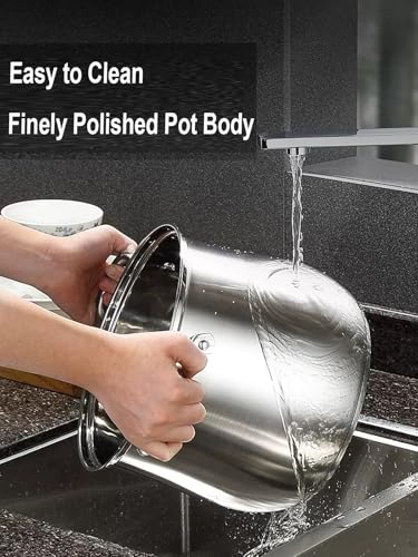 Stainless Steel Stock Pot, 8 Quart Heavy Duty Induction-Compatible with Visible Lid for Soups, Pasta, Stews, Canning, Boiling