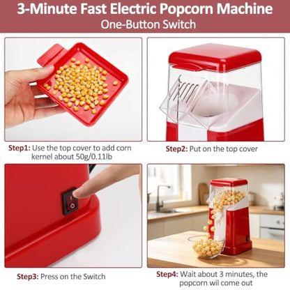 Mini Pop Popcorn Maker,Oil-Free Air Popcorn Popper with 500ml Mini Capacity