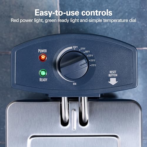 Hamilton Beach Family Style Electric Deep Fryer, Includes Frying Basket with Hooks, 1500 Watts, Easy Detach Magnetic Cord, 2 Liter / 8 Cup Oil Capacity, Kitchen Makeover Blue (35031)