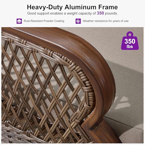 PURPLE LEAF Outdoor Dining Set for 10 All Weather Wicker Patio Dining Set with Hand-Woven Rattan Swivel Dining Chais and Rectangular Aluminum Table for Garden Deck Backyard Kitchen