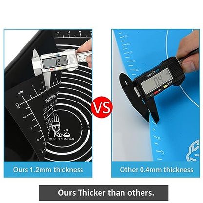 Non-Slip Silicone Pastry Mat Jumbo 31''by 24'' for Non Stick Baking Mats, Table/Countertop Placemats, Dough Rolling, Kneading/Fondant/Pie Crust Pad by Super Kitchen