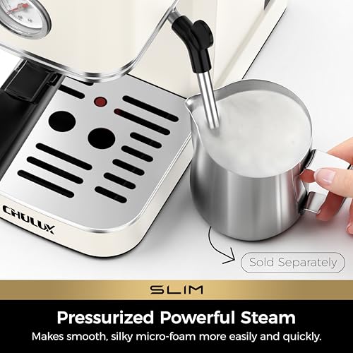 CHULUX Slim Espresso Machine with Milk Frother for Home Cappuccino, Creamy