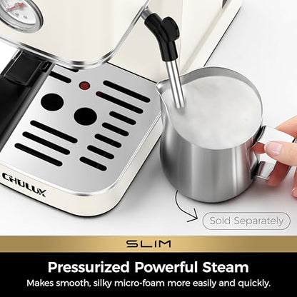 CHULUX Slim Espresso Machine with Milk Frother for Home Cappuccino, Creamy