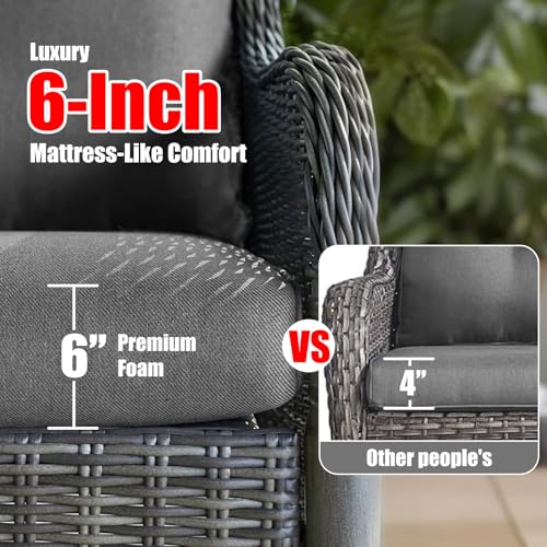 NSFBZA (Only Cushions) 6 Piece Sectional Replacement Cushion,5 Pieces PE Wicker Outdoor Patio Furniture Set Cushions,with Ottoman Rattan Patio Conversation Set Cushion(Dark Gray, 22 * 20in)