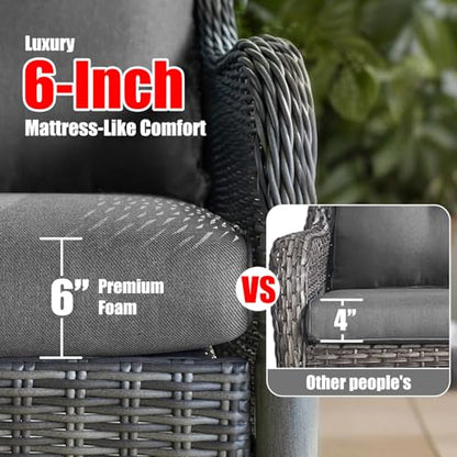 NSFBZA (Only Cushions) 6 Piece Sectional Replacement Cushion,5 Pieces PE Wicker Outdoor Patio Furniture Set Cushions,with Ottoman Rattan Patio Conversation Set Cushion(Dark Gray, 22 * 20in)