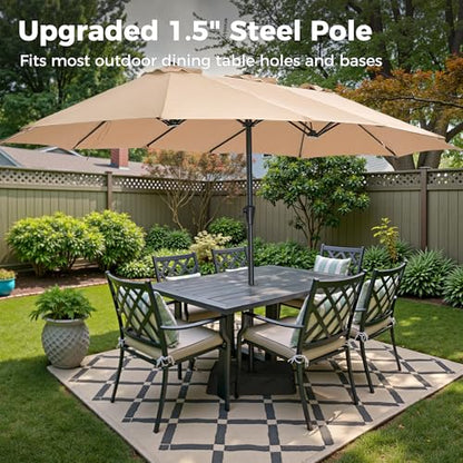 SUPERJARE 13FT Outdoor Umbrella for Patio, Double sided Pool Umbrellas with Fade Resistant Canopy, Large Table Umbrella for Deck, Market, Backyard - Beige(No Base)