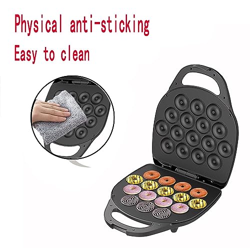Mini donut maker, 1400w donut maker, can make 16 donuts, double-sided heating, non-stick pan, suitable for family gatherings, dessert making for couples, dessert shop black