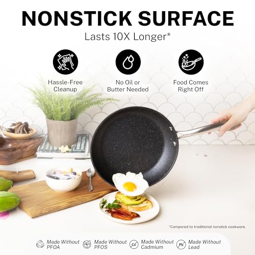Granitestone 20 Pc Pots and Pans Set Nonstick Kitchen Cookware Set with Frying Pan, Bakeware & Steamer, Diamond Infused, Non Toxic PFOA PFOS Free, Metal Utensil Safe, Oven & Dishwasher Safe, Black