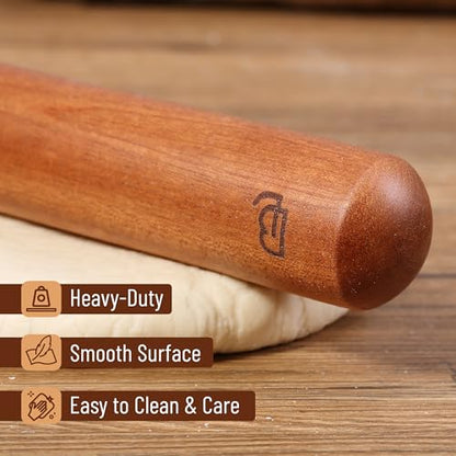 BAMBOO LAND- French Rolling Pin Set, 2 pcs, 16", 8", Natural Wood Rolling Pins for Baking
