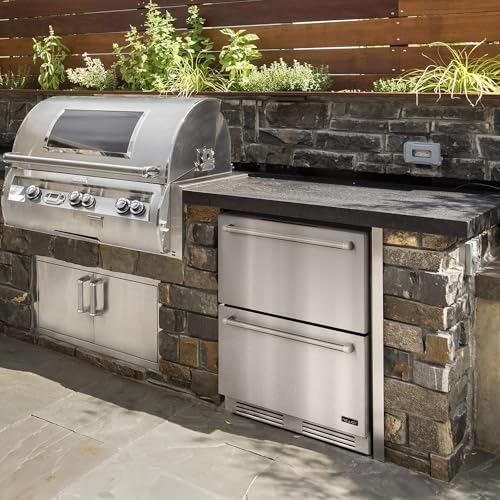 NewAir 24” Dual Zone Outdoor Beverage Fridge and Freezer | Freestanding or Built-In Under counter Refrigerator for Outside Patio | Dual Drawers that Refrigerate and Freeze | Stainless Steel