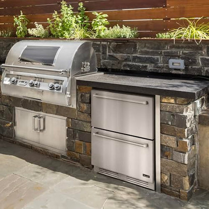 NewAir 24” Dual Zone Outdoor Beverage Fridge and Freezer | Freestanding or Built-In Under counter Refrigerator for Outside Patio | Dual Drawers that Refrigerate and Freeze | Stainless Steel