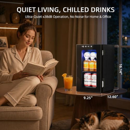 Antarctic Star 10L Mini Fridge, Beverage Refrigerator Small Drink Fridge for Bedroom, beverage cooler with Digital Temp Adjustment 40-61°F, Ideal for Bedroom, Dormitory, Office, Bar and Kitchen