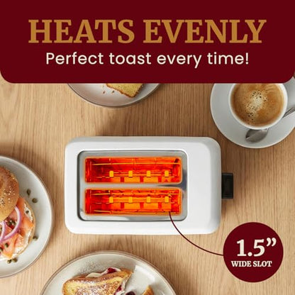 Elite Gourmet ECT-1027 Cool Touch Toaster, 7 Toast Settings Cancel Functions, Slide Out Crumb Tray, Extra Wide 1.5" Slots for Bagels Waffles Specialty Breads, Puff Pastry, Snacks, White