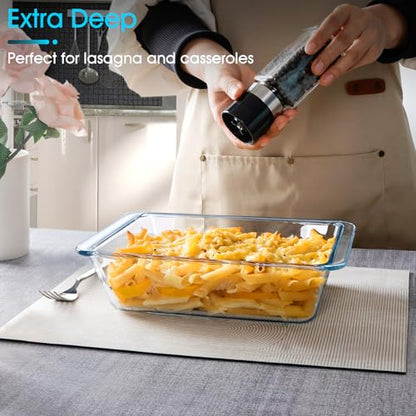 NUTRIUPS 2.4QT Rectangular Deep Glass Baking Dish, Glass Baking Pan for Oven, Clear Bakeware Deep Casserole Dish(2.4QT)