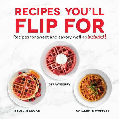 Dash Flip Belgian Waffle Maker - For Thick, Fluffy Single-Serve Waffles - Features Ceramic Nonstick Plates and Easy Flip Design - Cream