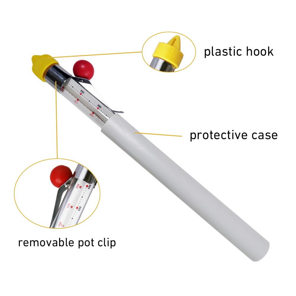 Candy Thermometer with Pot Clip, Candy Deep Fry Oil Thermometer, Instant Read Food Thermometer Kitchen Thermometer for Cooking, Candy Thermometer for Candy Making