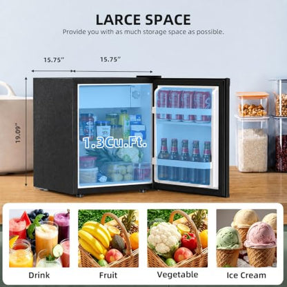 Antarctic Star Compact Refrigerator Mini Fridge with Single Reversible Door,Wire Shelf,Defrost Button, for Bedroom/Office/Dorm,1.3 Cu. Ft,Blcak