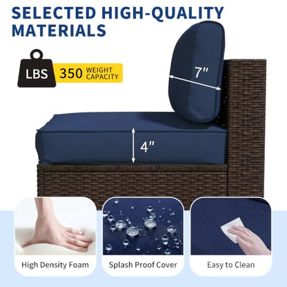 SHGJ&SOFT 9 Piece Patio Furniture Set, Modular Sectional Sofa， Blue