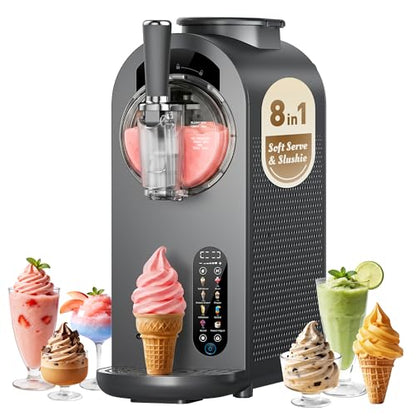 Alcarin 2 in 1 Slushie Machine & Soft Serve Ice Cream Maker, No Ice Needed, 8 Pre Sets, Frozen Drink, Protein Ice Cream, Milkshake, Frappe, Spiked, Sorbet and More