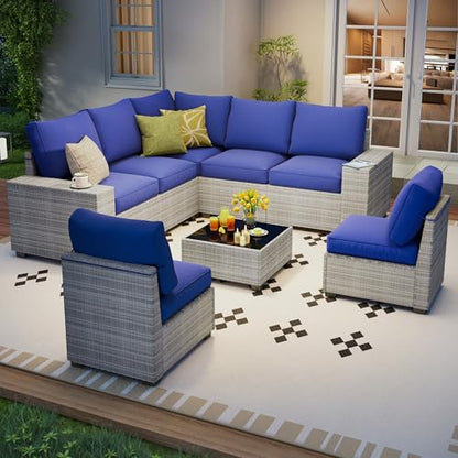 8 Piece outdoor patio sectional furniture set, Modern Modular outdoor sofa