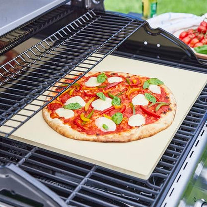 HENCKELS BBQ Pizza Stone for Oven and Grill, Cordierite Baking Stone for Crispy Crust, Heavy Duty Ceramic Stone for Outdoor Pizza Cooking, White