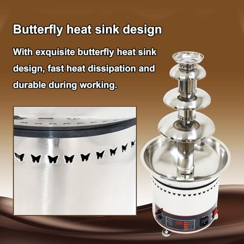 INTBUYING Chocolate Fountain, 4 Tier Electric Chocolate Fountain Machine, Stainless Steel Hot Fountain Machine, 110V for Melting Heating Chocolate, Cheese, Dipping Strawberries, Vegetables