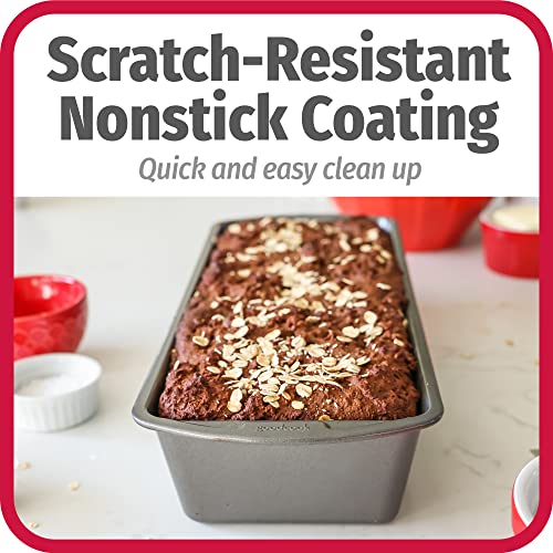 GoodCook Nonstick Loaf Pan Extra-Large Heavy-Duty Steel Bakeware with Easy-Clean Non-Stick Coating, Oven & Dishwasher Safe Pan for Meatloaf Breads Cakes Lasagnas Casseroles & More, 13 x 5-Inch, Gray